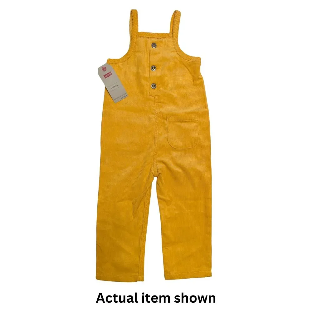 ☀️ NWT Levi's Corduroy Overalls Marigold Yellow Kids Toddler 3T